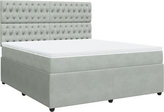 vidaXL Vidaxl - Cama Box Spring Con Colch&oacute;n Terciopelo Gris Claro 180x200 Cm