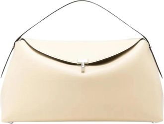Toteme T-Lock Leren Handtas met Handvat - Dames - Handtassen - Beige - ONE Size - Leer - Tassen