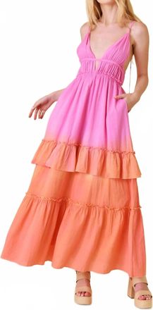 FORE COLLECTION Flirty Flutter Maxi Dress In Pink/orange