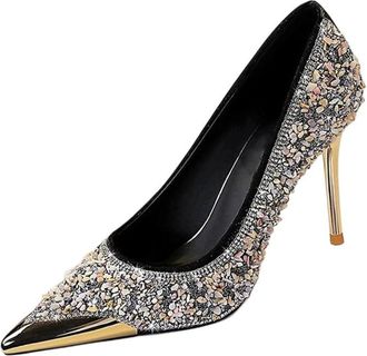 Generic Women Pointed Toe High Heel Pumps Metal Detail Wedding Party Business Casual Shoes Black