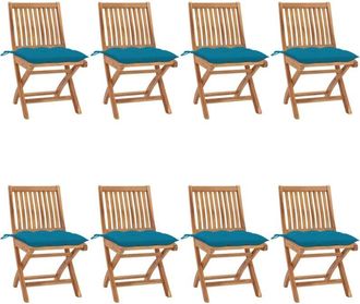vidaXL Vidaxl - Sillas De Jard&iacute;n Plegables 8 Uds Madera Maciza Teca Con Cojines
