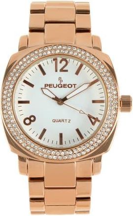 Peugeot Boyfriend Round Crystal Bracelet Watch- 40MM in Rose Gold at Nordstrom