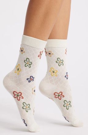Casa Clara Love Waverly Floral Crew Socks in Cream Floral at Nordstrom