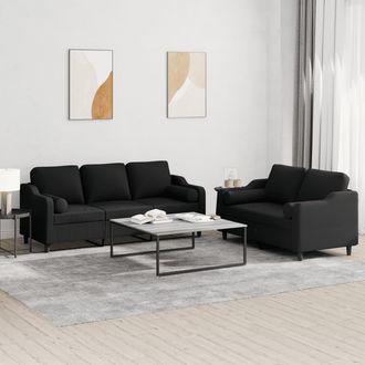 vidaXL Vidaxl - Juego De Sof&aacute;s Con Cojines 2 Piezas Tela Negro