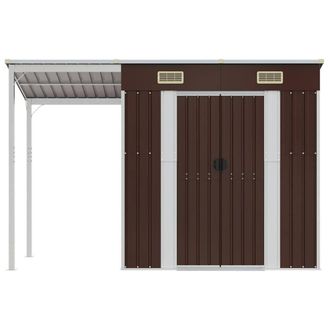 Berkfield Home Garden Shed with Extended Roof Brown 277x110.5x181 cm Steel