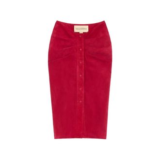 Valentino Suede Skirt - female - Valentino - Pencil Skirts - Red - S - Skirts