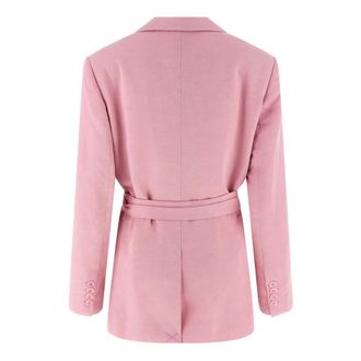 Nude Nude, Jassen, Dames, Roze, S, Linnen, Geknoopte Blazer met Dubbele Rij