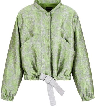 Emporio Armani jacquard bomber jacket - women - Polyamide/Polyester - 38 - Green