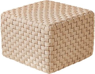 Beliani Puf Otomana Tejido A Mano Material Sint&eacute;tico Accesorios De Jard&iacute;n 50 X 50 Cm Beige Claro Nalli