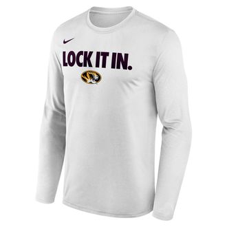 Nike Missouri 2026 On-Court Bench Nike Mens Dri-FIT College Long-Sleeve T-Shirt in White | M22284P870MISR-WHT