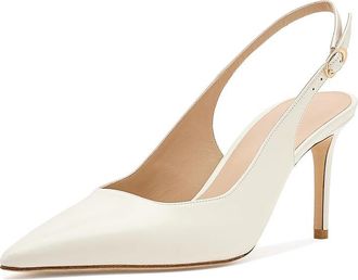 Stuart Weitzman Stuart Power Slingback 75 High Womens Heels Cream : 9.5 M, Leather