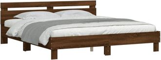 vidaXL Bed Frame with led without Mattress Brown Oak 160x200 cm Vidaxl