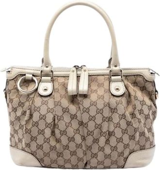 Gucci Pre-owned Sukey - Dames - Vintage Handtas - Beige - ONE Size - Leer - Vintage