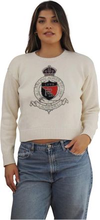 Ralph Lauren Lauren cr&egrave;me koninklijke wapenschild trui - S- MAS - Dames - Ronde hals truien - Beige - L - Katoen - Truien & Vesten
