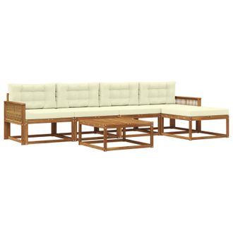 vidaXL Conjunto De Sof&aacute;s De Exterior Con Coj&iacute;n 6 Pcs Natural Y Crema Vidaxl