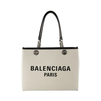 Balenciaga Shopping Bags, female, Beige, ONE SIZE, Beige Cotton Tote Bag - Duty Free