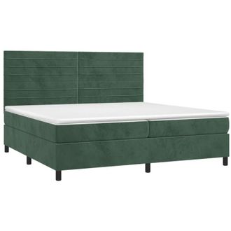 vidaXL Cama Box Spring Colch&oacute;n Y Led Terciopelo Verde Oscuro 200x200cm Vidaxl