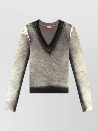 Diesel v neck long sleeve faded knitwear
