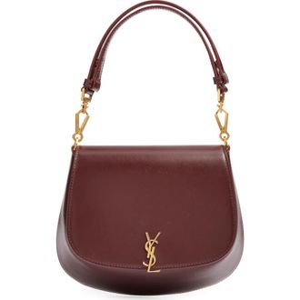 Saint Laurent Mini Voltaire Box Leather Top Handle Bag in Rouge Cabernet at Nordstrom