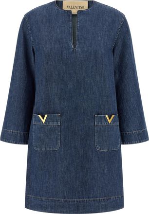 Valentino Garavani Blue Cotton Short Womens Dress