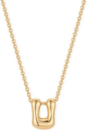 Brook & York Mini Pippa Bubble Initial Pendant Necklace in Gold U at Nordstrom