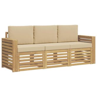 vidaXL Juegos De Sof&aacute;s 3 Uds. Y Beige Polyester Vidaxl