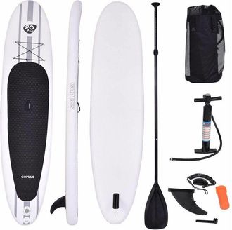 Costway Tavola da Surf Gonfiabile Stand Up Paddle, Gonfiaggio e Sgonfiaggio Rapido, con Pompa Zaino e Leash Inclusi, Bianco, 335 x 76 x 15cm