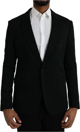 Dolce & Gabbana Notch Single Breasted Coat Blazer - Heren - Blazers - Zwart - L - Wol - Jassen