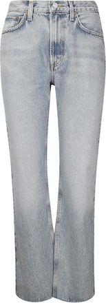 A Gold E Light-Wash Flared Jeans With Distinctive Fringed Hem