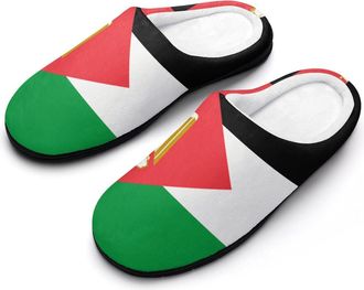 Generic Palestine Palestinian Flag Funny Mens Cotton Slippers Soft Non-Slip Rubber Sole House Slipper Indoor Outdoor