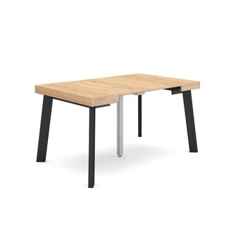 Skraut Home Mesa Consola Extensible, Mesa Comedor Plegable, 140, Para 6 Comensales, Patas De Madera, Estilo Moderno, Roble Y Negro - Skraut Home