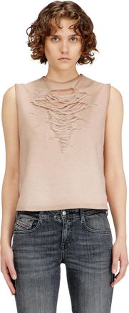 Diesel Sleeveless top with devor&eacute; threads - T-Shirts - Woman - Pink