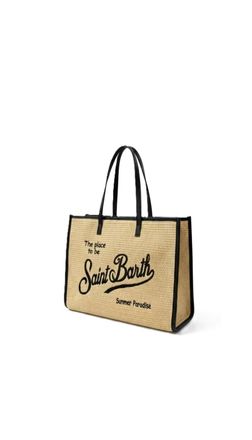 MC2 Saint Barth Structured Woven Tote Bag with Black Trim
