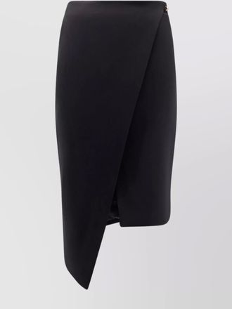 Elisabetta Franchi viscose wool asymmetric wrap midi skirt