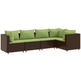 vidaXL Vidaxl - Set Muebles De Jard&iacute;n 5 Piezas Y Cojines Rat&aacute;n Sint&eacute;tico Marr&oacute;n