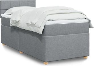 vidaXL Vidaxl - Cama Box Spring Con Colch&oacute;n Tela Gris Claro 90x190 Cm