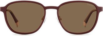 Polaroid PLD 6205/CS Polarized with Clip-On NOA/SP Mens Sunglasses Burgundy Size 55