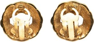 Chanel 1980-1990 Gold Plated CC Round Clip On Earrings costume earrings