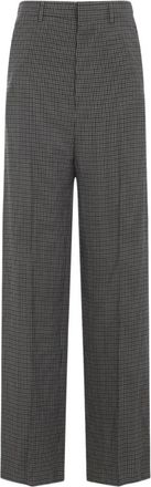 Balenciaga Grote Getailleerde Broek - Dames - Straight fit broeken - Grijs - XS - Leer - Broeken