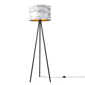 Paco Home Paco Home - Luminaria De Pie Sal&oacute;n Dormitorio E27 M&aacute;rmol Piedra Dise&ntilde;o Gris Blanco Oro (&oslash;455cm), L&aacute;mpara De Pie - Negro