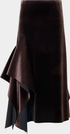 Akris Velvet Neoprene Asymmetric Midi Skirt