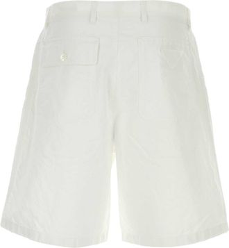 Prada Oxford Cotton Bermuda Shorts - White