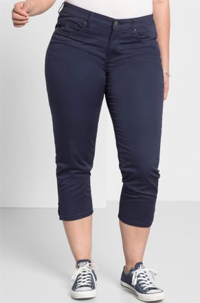 Sheego 7/8-Hose SHEEGO, Damen, Gr. 40, Normalgr&ouml;ssen, blau (marine), 97% Baumwolle, 3% Elasthan, unifarben, Hosen 7/8-Hose