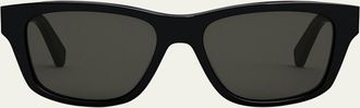 Celine Logo Monochrome Rectangle Acetate Sunglasses