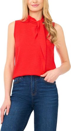 CeCe by Cynthia Steffe Tie Neck Sweater Tank in Bright Red at Nordstrom, Size X-Large