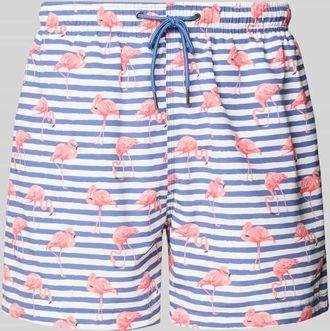 Mc Neal Badehose im Allover-Look mit elastischem Bund in Rauchblau, Gr&ouml;&szlig;e XXL