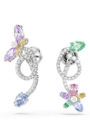 Swarovski x Ariana Grande Multicolor Crystal Mismatched Front/Back Earrings in Silver/Multi at Nordstrom
