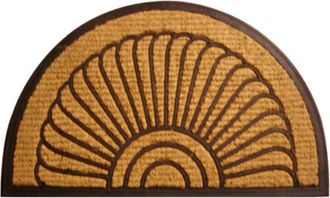 Imports Decor Semi Circle Coir Door Mat with Rubber Backing, Fan Design Coconut Fiber Doormat, Non-Slip Durable Indoor Outdoor Entrance Rug