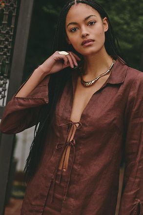 L*Space Venice Linen Tie Shirt