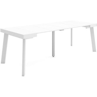 Skraut Home Mesa Consola Extensible, Mesa Comedor Plegable, 220, Para 10 Comensales, Patas De Madera, Estilo Moderno, Blanco - Skraut Home